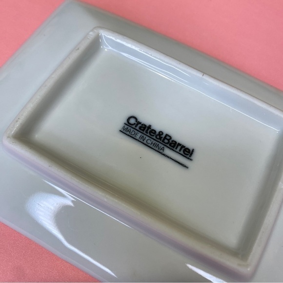 Crate & Barrel White Textured Spotted Rectangular Single Serving Appetizer Plate - Picture 5 of 6